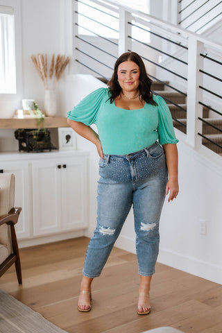 Judy Blue Reese Rhinestone Slim Fit Jeans - Exclusive
