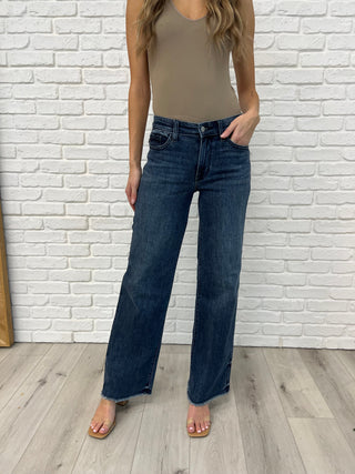 Judy Blue Addie Mid Rise Vintage Wash Wide Leg Jeans - Exclusive