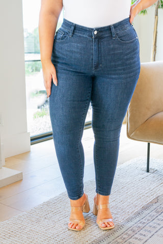 Judy Blue Addison Mid Rise Crinkle Ankle Skinny Jeans - Exclusive