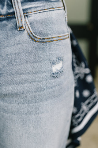 Judy Blue Alex Mid Rise Boyfriend Jean with Bandana Loop - Exclusive