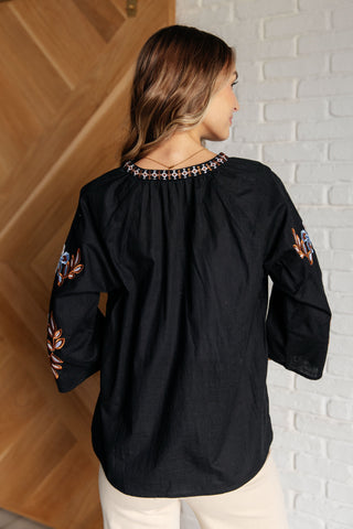 One Eleven North All In Me Embroidered V-Neck Blouse