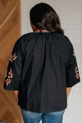One Eleven North All In Me Embroidered V-Neck Blouse