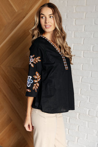 One Eleven North All In Me Embroidered V-Neck Blouse
