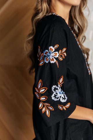One Eleven North All In Me Embroidered V-Neck Blouse