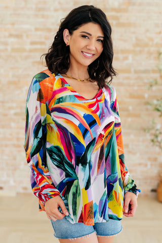 White Birch All Over The World Scoop Neck Blouse