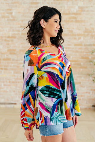 White Birch All Over The World Scoop Neck Blouse