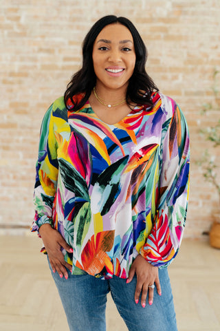 White Birch All Over The World Scoop Neck Blouse