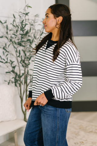 Zenana Almost Therapeutic Drop Shoulder Pullover in White and Black