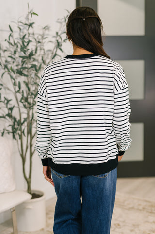 Zenana Almost Therapeutic Drop Shoulder Pullover in White and Black