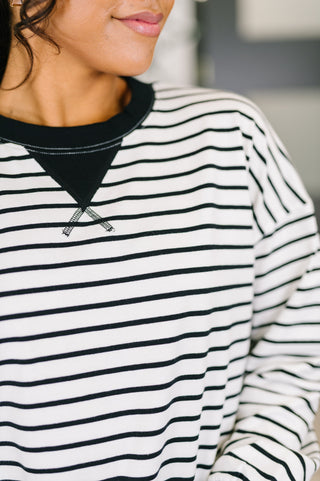 Zenana Almost Therapeutic Drop Shoulder Pullover in White and Black