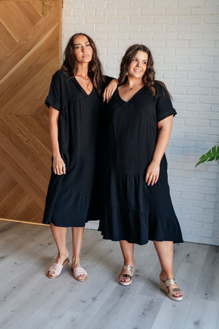 Very J Always Learning Dolman Sleeve Dress in Black