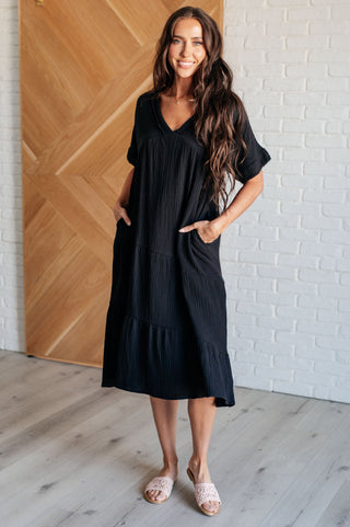 Very J Always Learning Dolman Sleeve Dress in Black