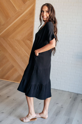 Very J Always Learning Dolman Sleeve Dress in Black