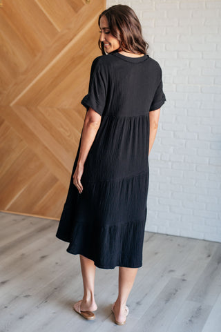Very J Always Learning Dolman Sleeve Dress in Black