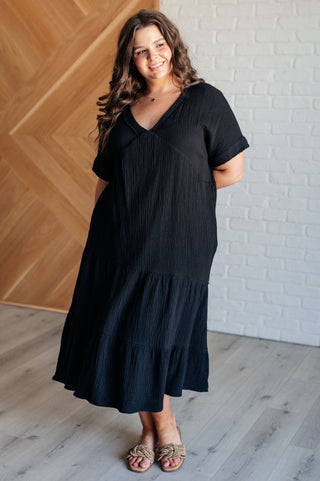 Very J Always Learning Dolman Sleeve Dress in Black