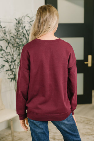 Zenana Always True Drop Shoulder Pullover in Dark Burgundy