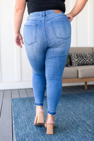 Judy Blue Amanda High Rise Pull on Release Hem Skinny Jeans - Exclusive