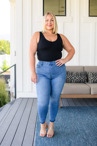 Judy Blue Amanda High Rise Pull on Release Hem Skinny Jeans - Exclusive