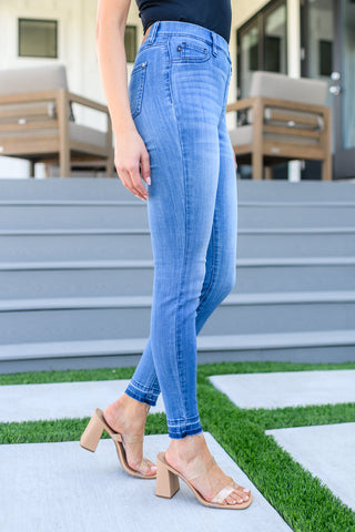 Judy Blue Amanda High Rise Pull on Release Hem Skinny Jeans - Exclusive
