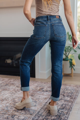 Judy Blue Amber Cuffed Slim Fit Dark Wash Jeans - Exclusive