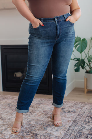 Judy Blue Amber Cuffed Slim Fit Dark Wash Jeans - Exclusive
