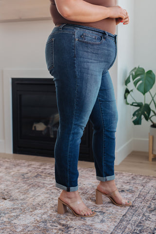 Judy Blue Amber Cuffed Slim Fit Dark Wash Jeans - Exclusive