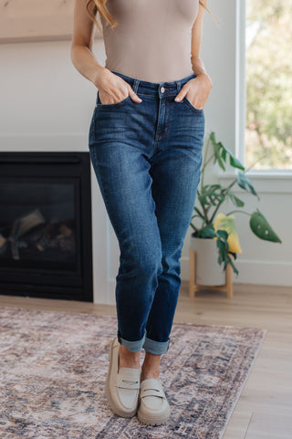 Judy Blue Amber Cuffed Slim Fit Dark Wash Jeans - Exclusive