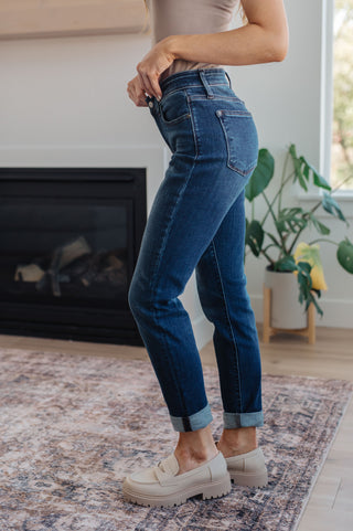 Judy Blue Amber Cuffed Slim Fit Dark Wash Jeans - Exclusive