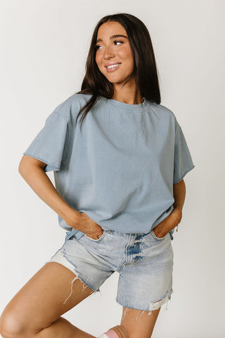 Ampersand Boyfriend Short Sleeve Top - Blue