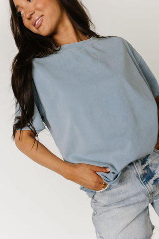 Ampersand Boyfriend Short Sleeve Top - Blue
