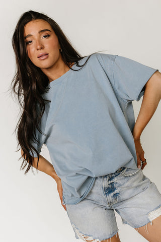 Ampersand Boyfriend Short Sleeve Top - Blue