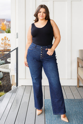 Judy Blue Arlo High Rise Button-Fly Straight Jeans - Exclusive