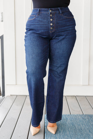 Judy Blue Arlo High Rise Button-Fly Straight Jeans - Exclusive
