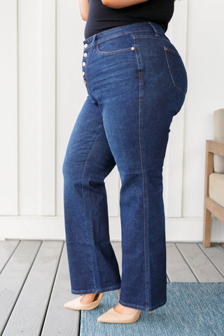 Judy Blue Arlo High Rise Button-Fly Straight Jeans - Exclusive