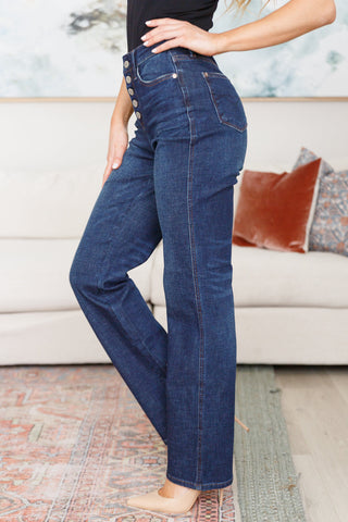 Judy Blue Arlo High Rise Button-Fly Straight Jeans - Exclusive