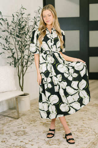 GiGio Art Show Puff Sleeve Midi Dress