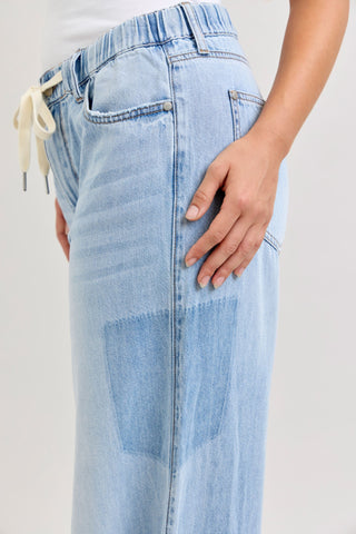 Judy Blue High Waist Featherweight Drawstring Palazzo Denim Jeans 881091