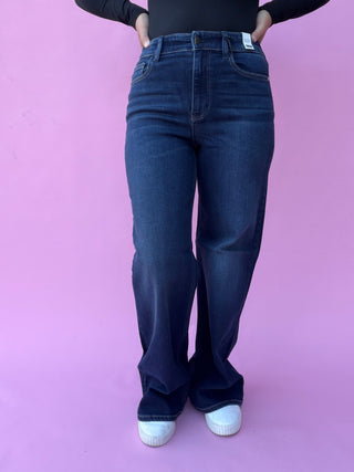 Judy Blue High Waist Lux Dark Twighlight Retro Wide Leg Denim Jeans 82748