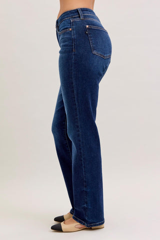 Judy Blue Mid Rise Dark Straight Denim Jeans 82679 - Inseam Options