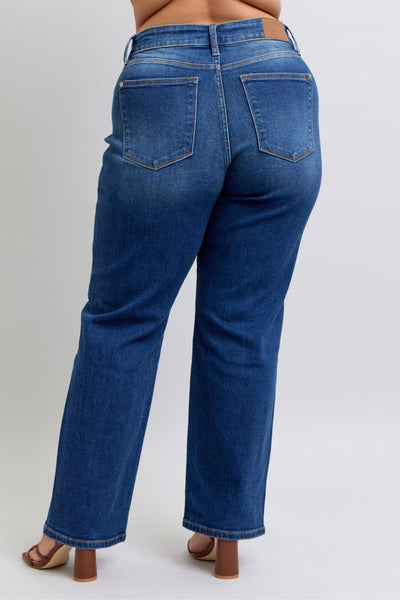 Judy Blue Mid Rise Side Seam Detail Straight Denim Jeans 82629-Jeans-Sunshine and Wine Boutique