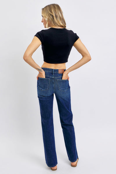 Judy Blue Mid Rise "Tummy Control" Classic Straight Denim 88861-Jeans-Sunshine and Wine Boutique