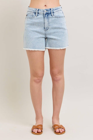 Judy Blue High Waist Mineral Wash Cut-Off Denim Short 150204