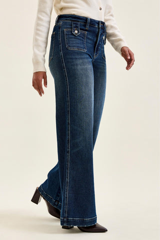 Judy Blue High Waist Fade Indigo Retro Wide Leg Denim Jeans 881159