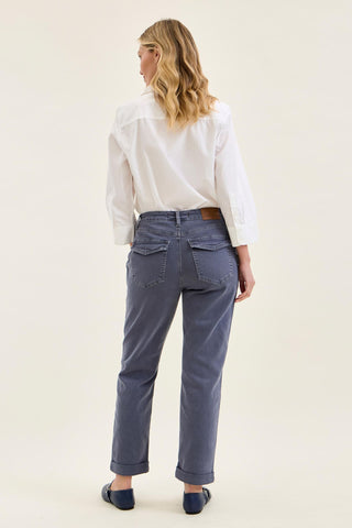 Judy Blue High Waist Aurora Weekender Garment Dyed Vintage Indigo Cuffed Slim Straight Jogger Denim Jeans 881194