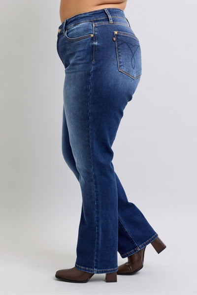 Judy Blue High Rise Vintage Wash Thermal Straight Denim Jeans 82631-Jeans-Sunshine and Wine Boutique