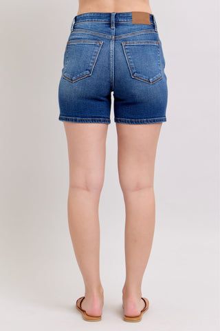 Judy Blue High Waist Double Button Mid Denim Short 15298