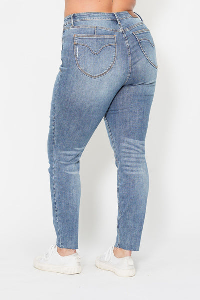 Judy Blue High Waist Tummy Control Vintage Shield Skinny Denim 88871-Jeans-Sunshine and Wine Boutique