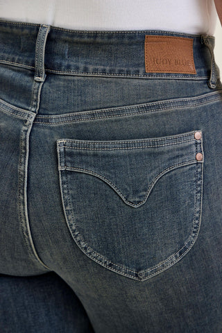 Judy Blue High Waist Double Button Vintage Grey Cast Daisy Bootcut Denim Jeans 82734