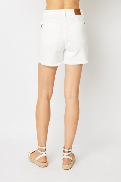 Judy Blue High Waist Rigid Magic Destroy White Denim Short 150264-Shorts-Sunshine and Wine Boutique