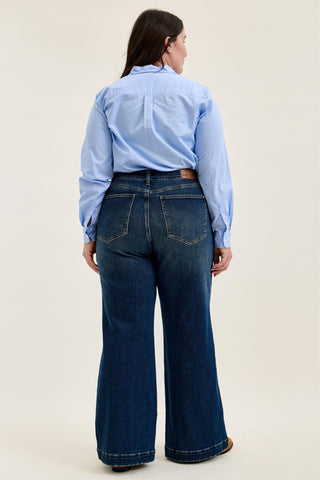 Judy Blue High Waist Fade Indigo Retro Wide Leg Denim Jeans 881159
